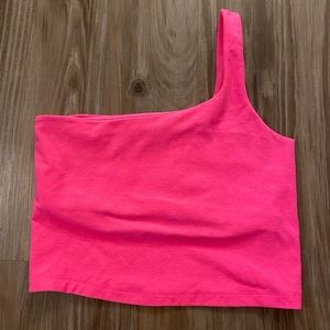Beyond Yoga One and Only Shoulder Cropped Tank - Electric Pink Heather / S